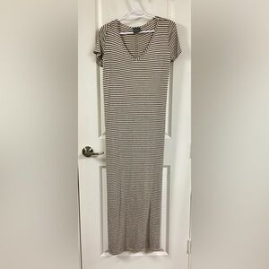 Olivia Rae Black and White Striped Maxi Dress